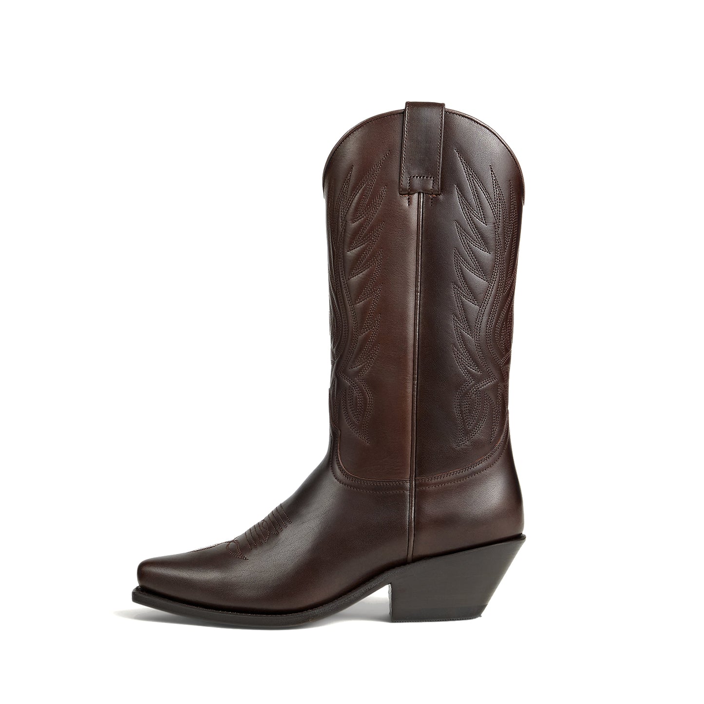 Chocolate Snip-Toe Chic Embroidery Western Mid Calf Cowgirl Boots