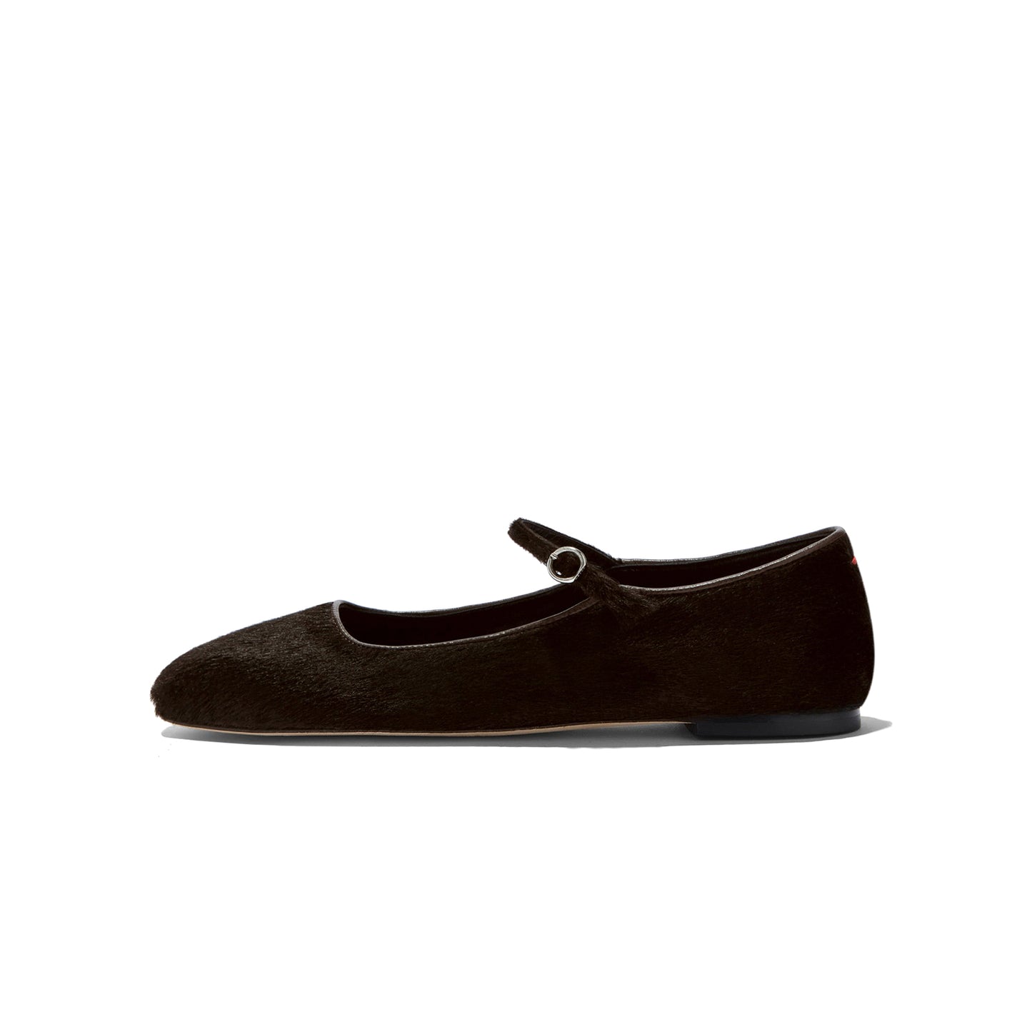 Chocolate Pony Hair Vegan Leather Square-Toe Mary Jane Flats