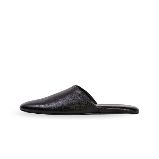 Black Round-Toe Simple Slip-on Backless Ballet Flats