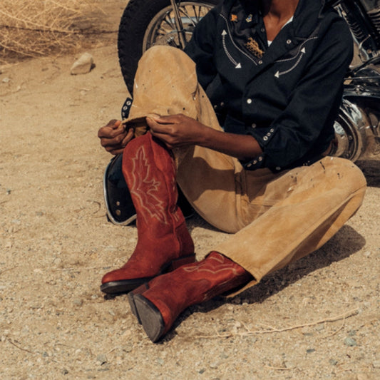 Redwood Round-Toe Chic Embroidery Classic Western Mid Calf Cowgirl Boots