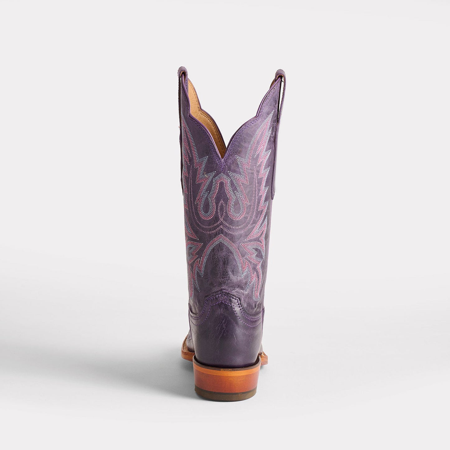 Purple Square-Toe Delicate Embroidery Classic Mid Calf Cowgirl Boots
