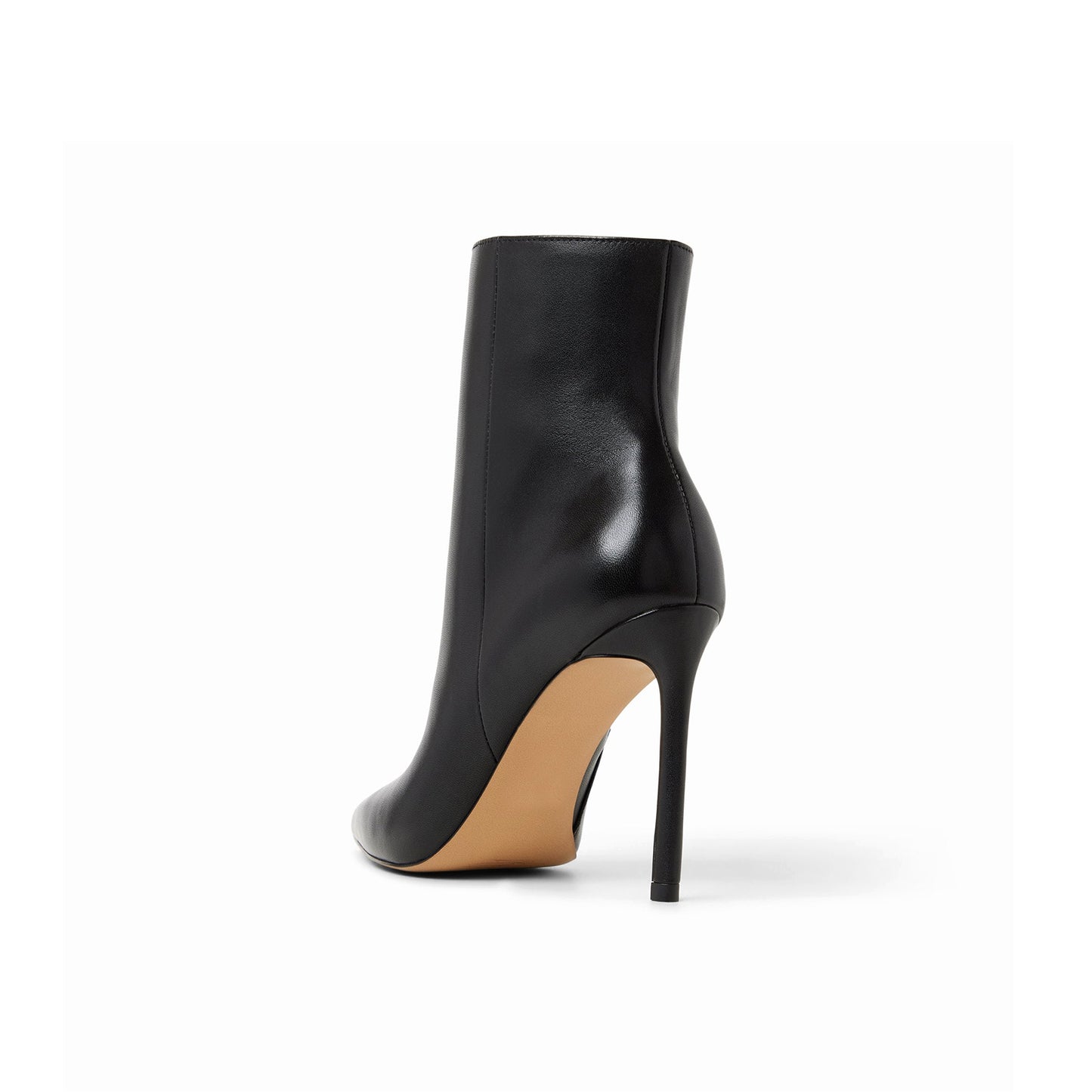 Black Snip-Toe Sleek Full-Zip Ankle Stiletto Boots