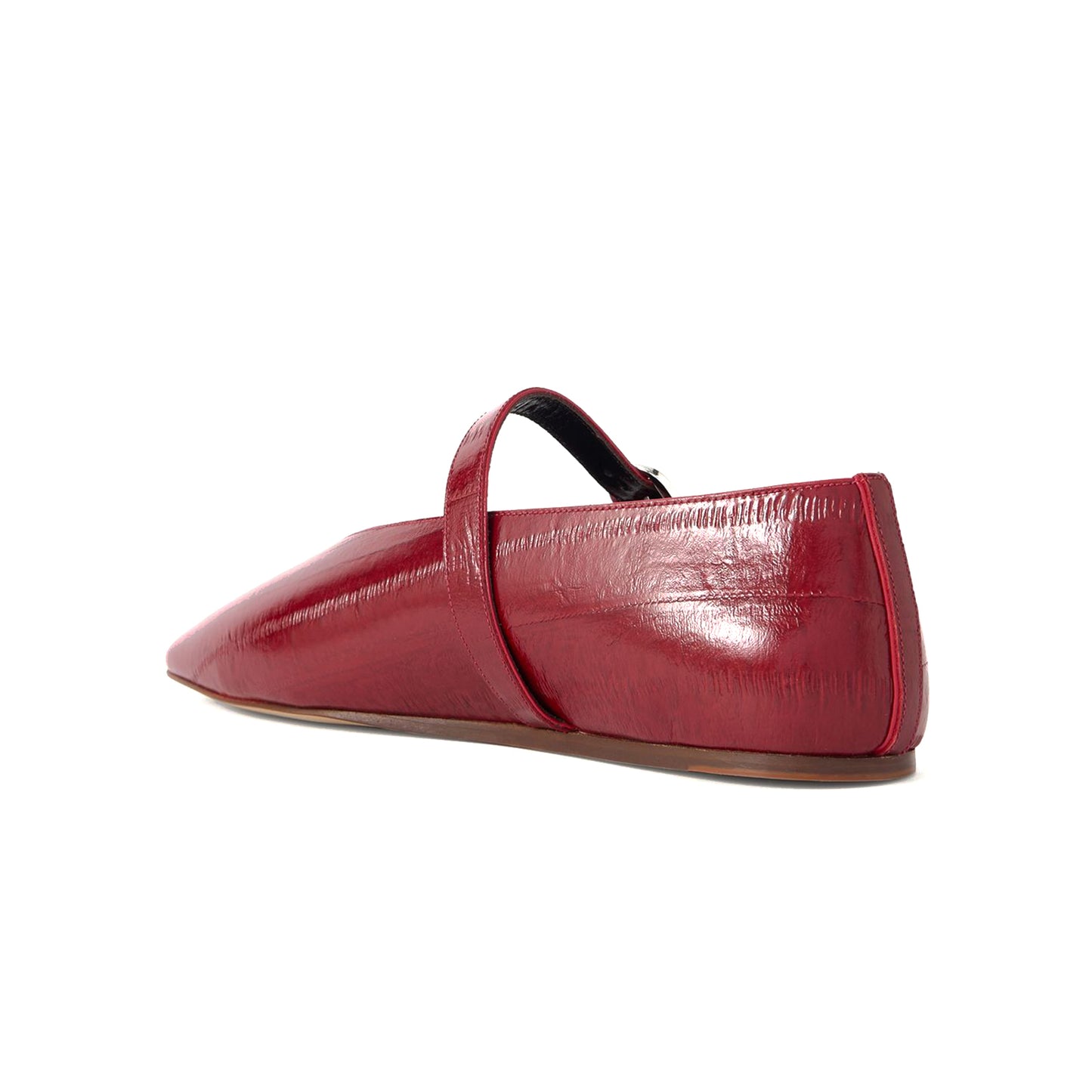 Red Eel Print Square-Toe Chic Mary Jane Classic Ballet Flats