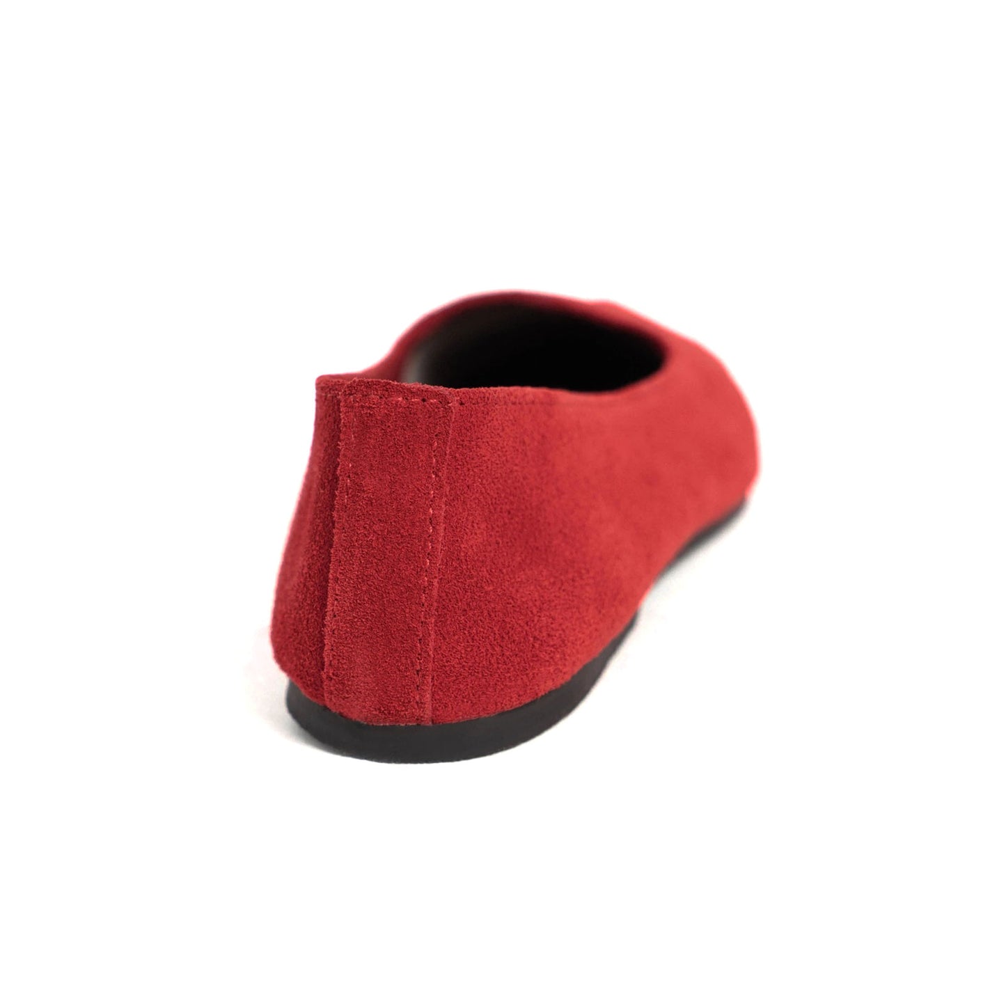 Red Cow Suede Round-Toe Slip-On Classic Ballet Flats