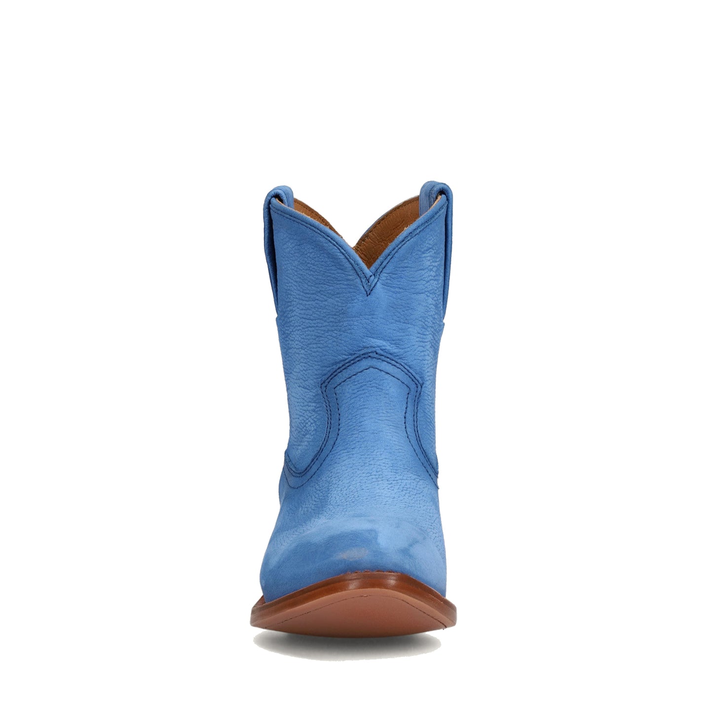 Blue Round-Toe Simple Slip-On Ankle Cowgirl Boots