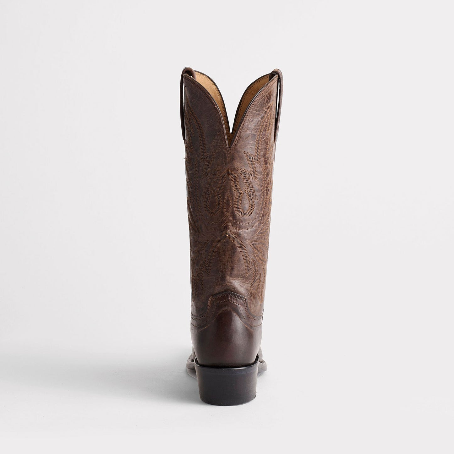 Chocolate Snip-Toe Western Embroidery Mid Calf Classic Cowgirl Boots