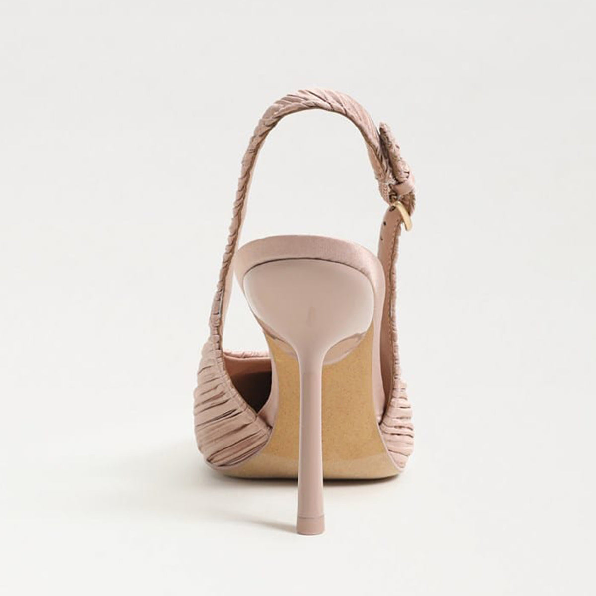 Champagne Striped Satin Pointed-Toe Back Strap Chic High Heels Pumps