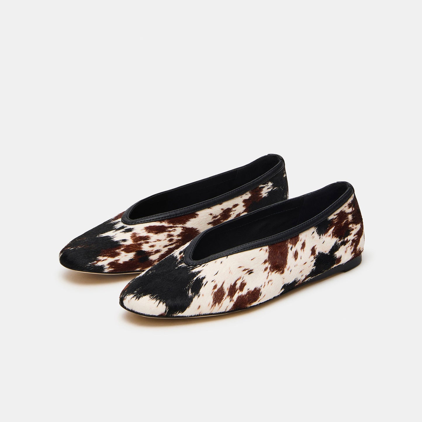 Cow Pony Hair Elegant Square-Toe Slip-On Flats