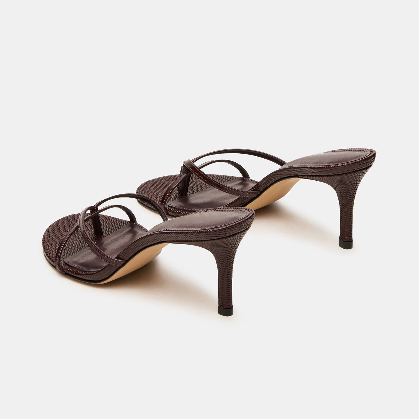 Lizard Pattern Round-Toe Flip-Flop Backless Kitten Heels