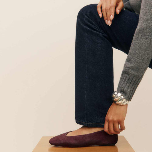 Ruby Red Print Pony Hair Square-Toe Classic Ballet Slip-On Flats