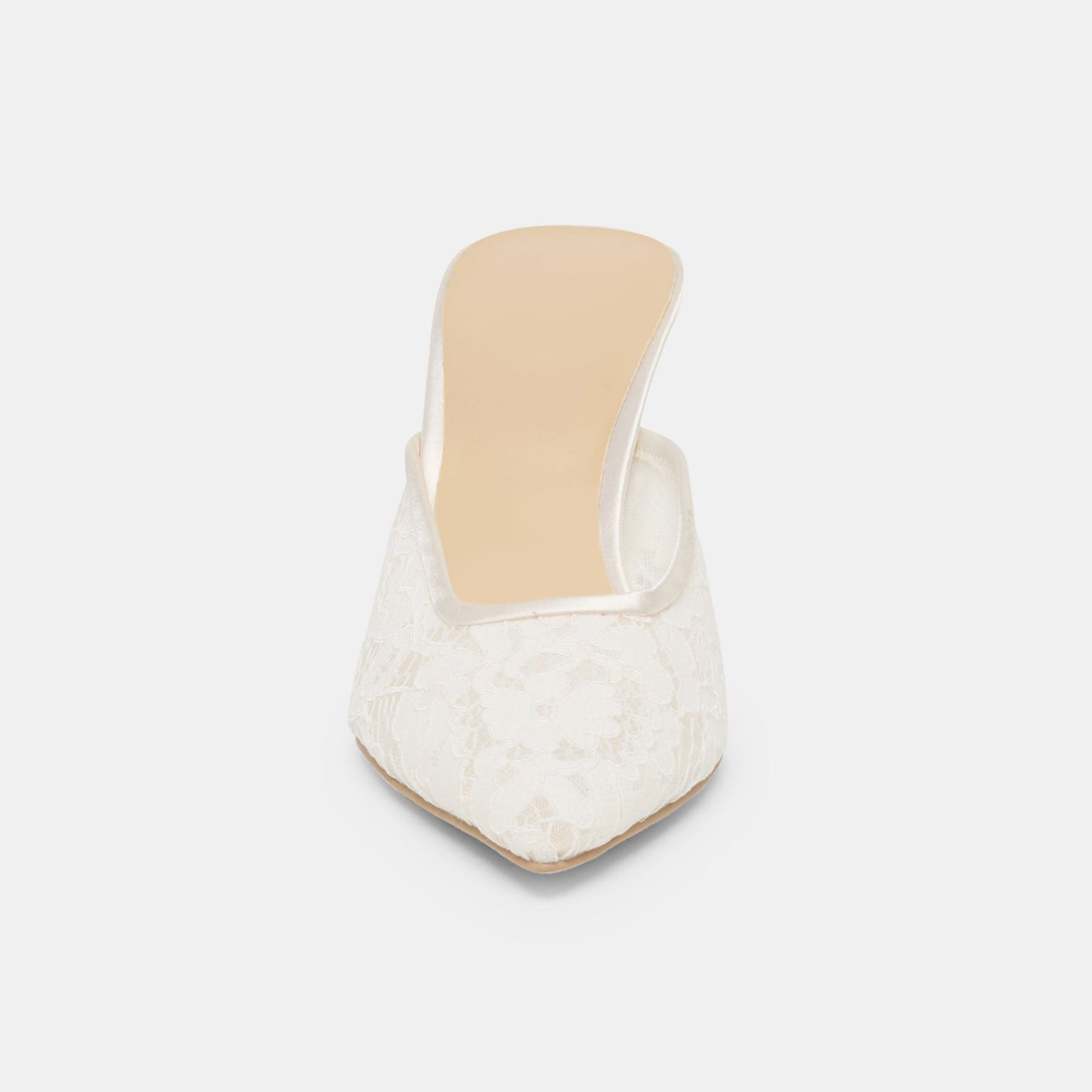 White Lace Mesh Pointed-Toe Stylish Front Bow Backless High Heels
