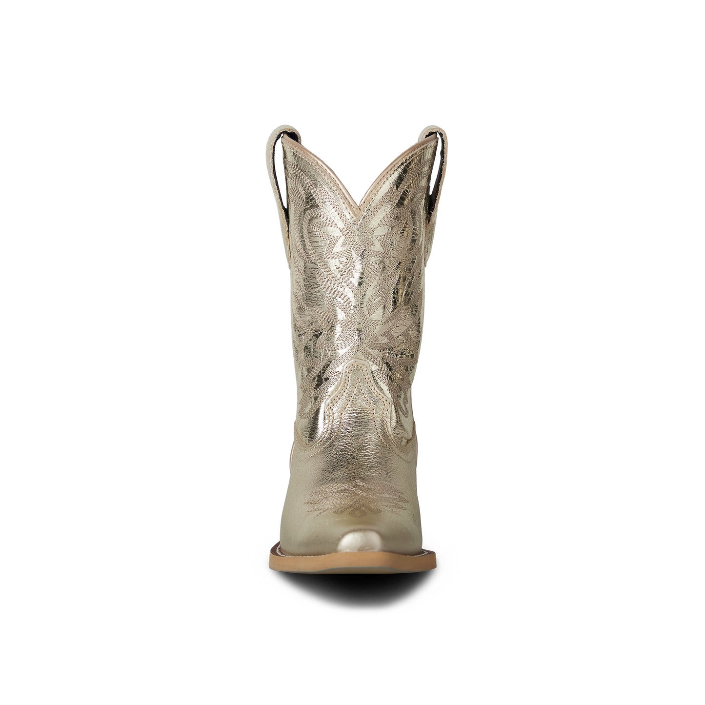 Metallic Champagne Snip-Toe Western Embroidery Ankle Classic Cowgirl Boots