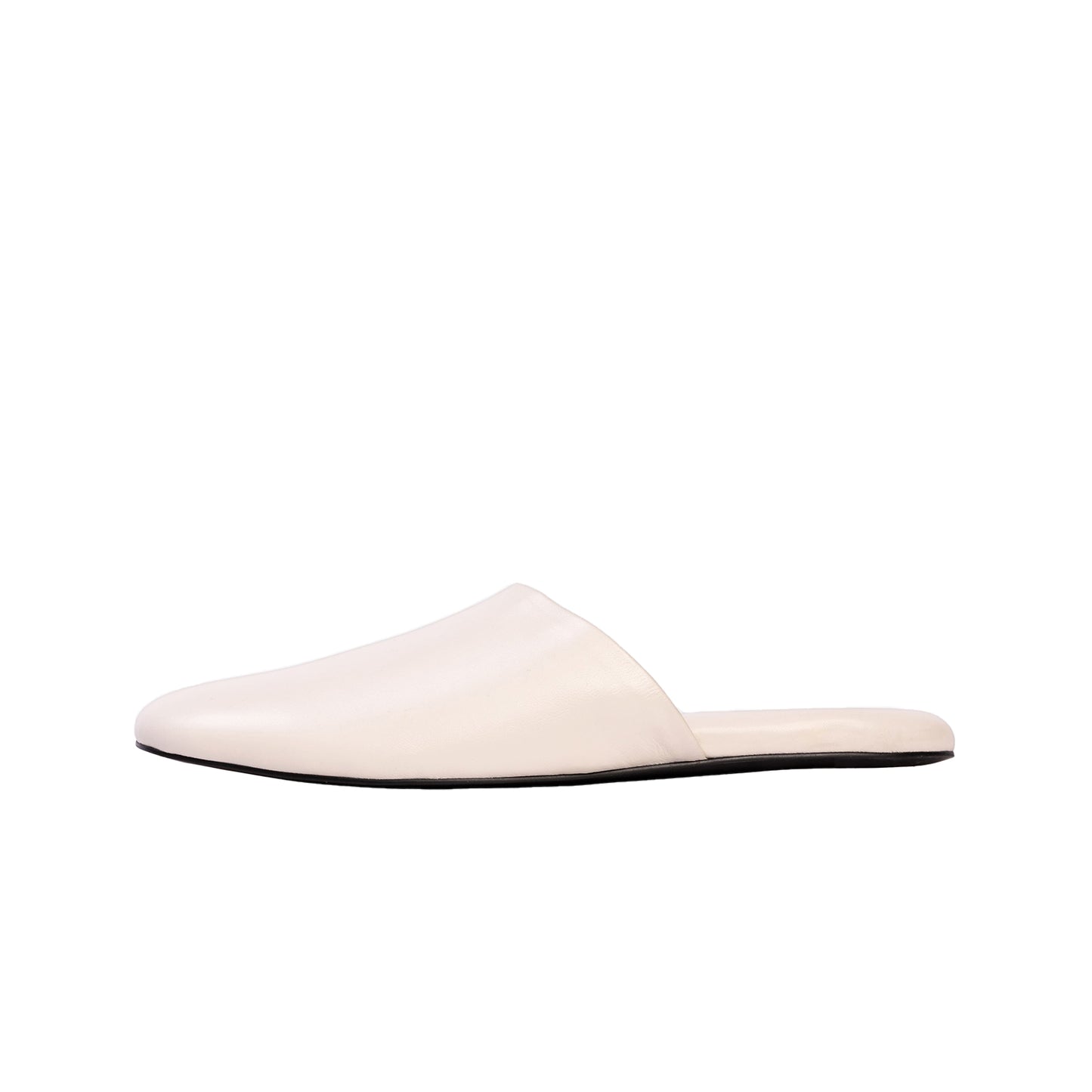 White Round-Toe Simple Slip-on Backless Ballet Flats