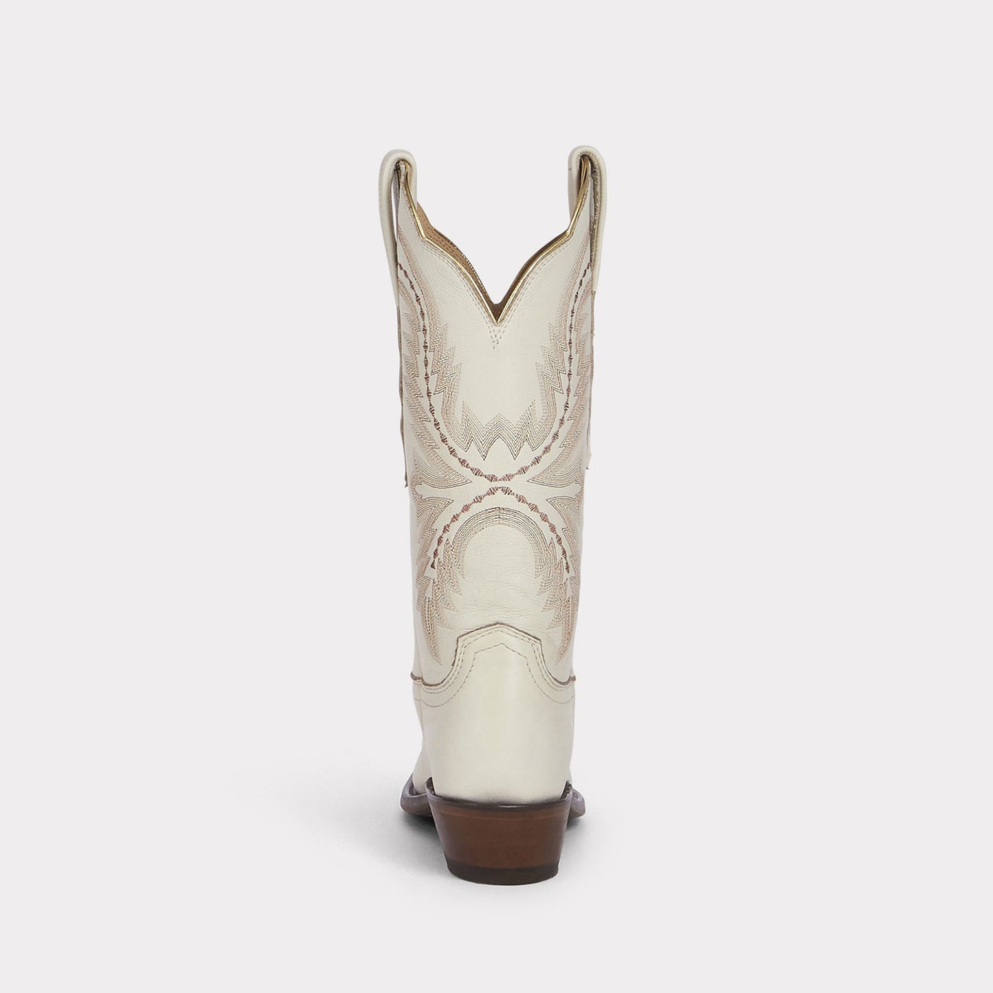 Cream Snip-Toe Western Embroidery Mid Calf Chic Cowgirl Boots