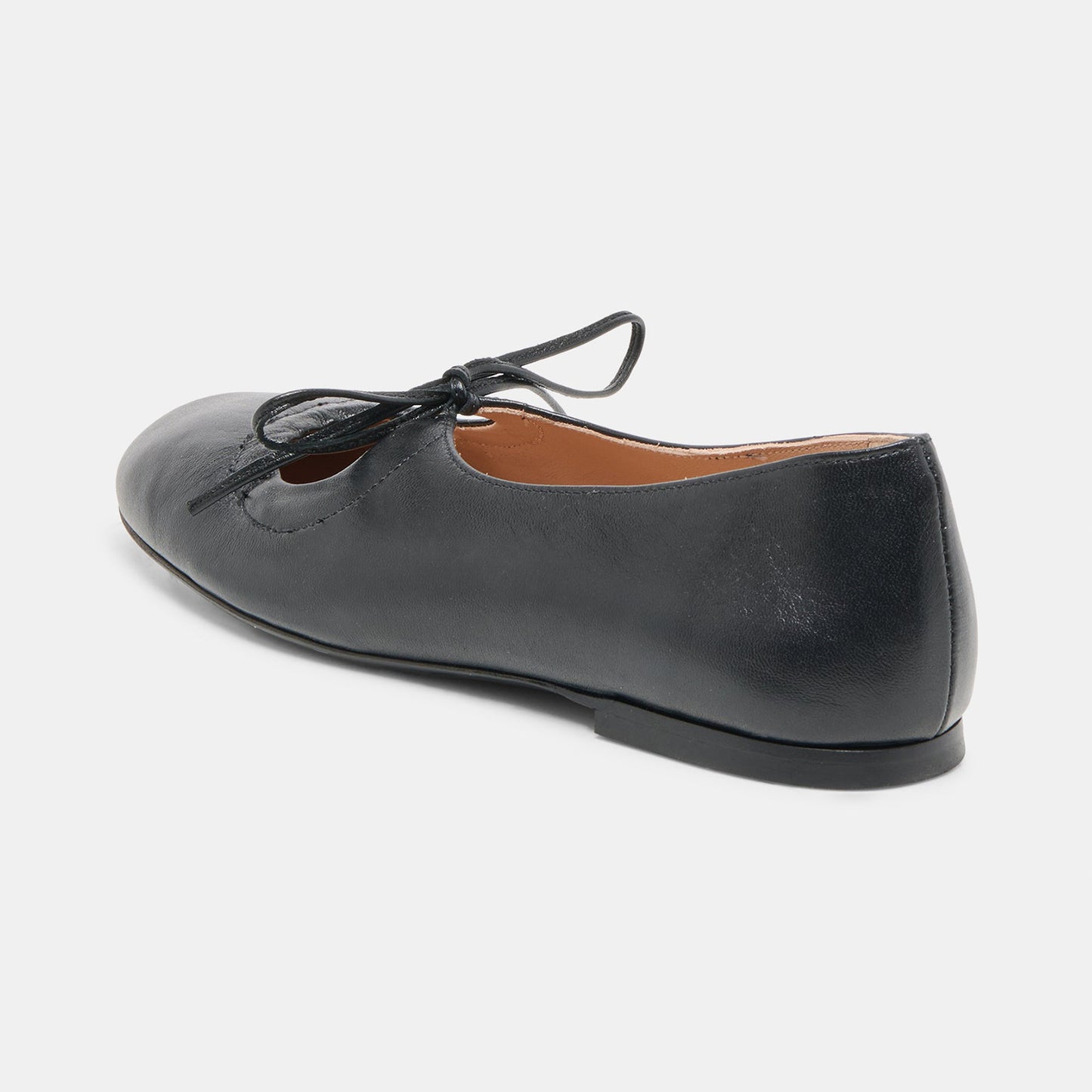 Black Round-Toe Middle Strap Slip-On Ballet Flats
