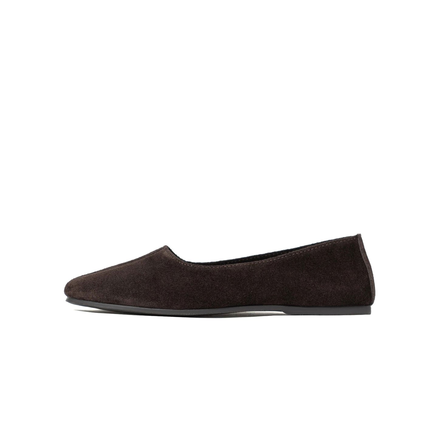 Coffee Cow Suede Round-Toe Slip-On Classic Ballet Flats