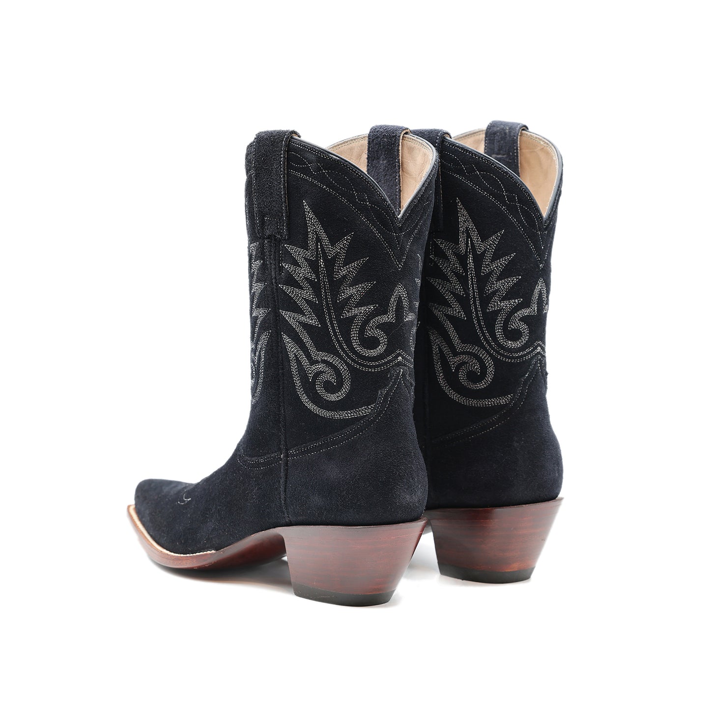 Ingido Faux suede Snip-Toe Chic Embroidery Western Ankle Cowgirl Boots
