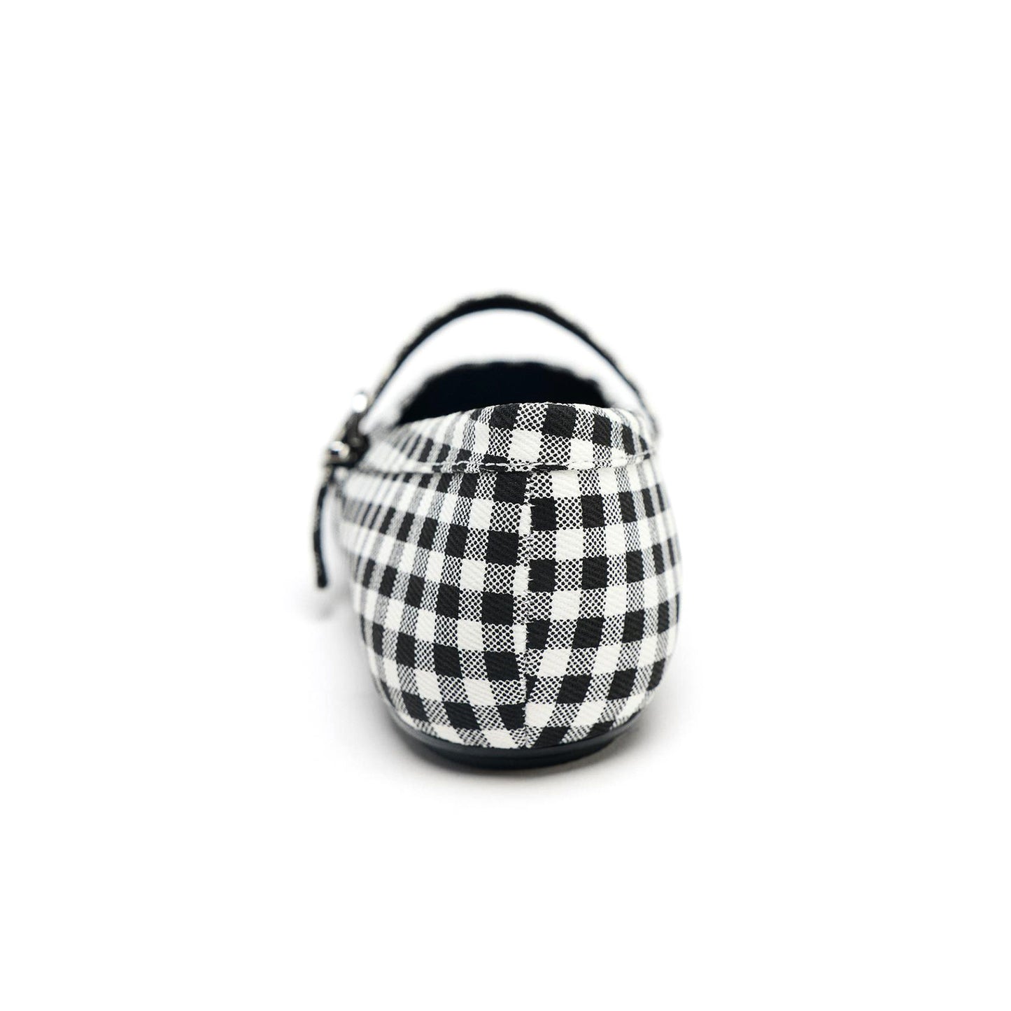 Plaids Round-Toe Buckle Mary Jane Ballet Flats