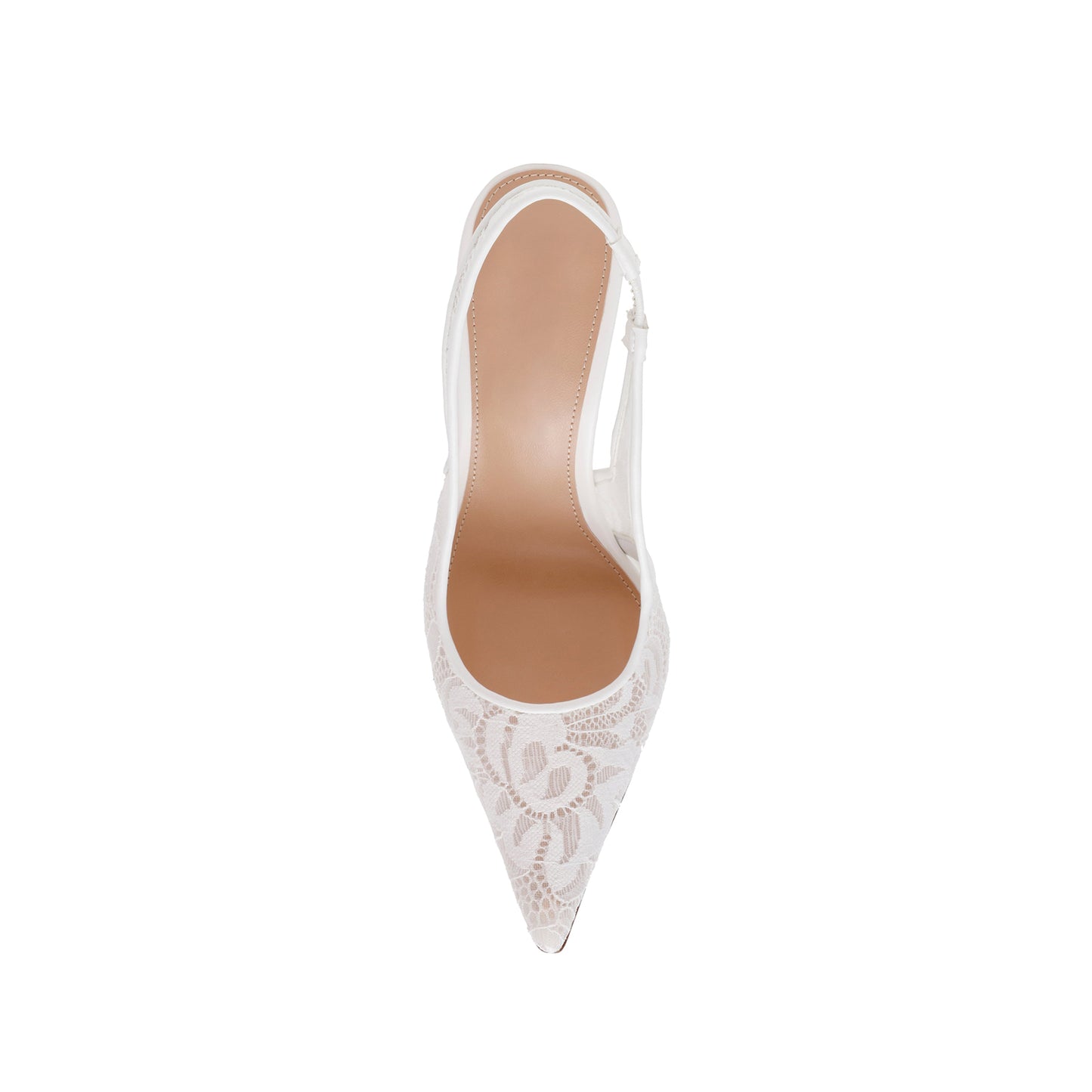 White Lace Mesh Pointed-Toe Chic Slingback High Heels