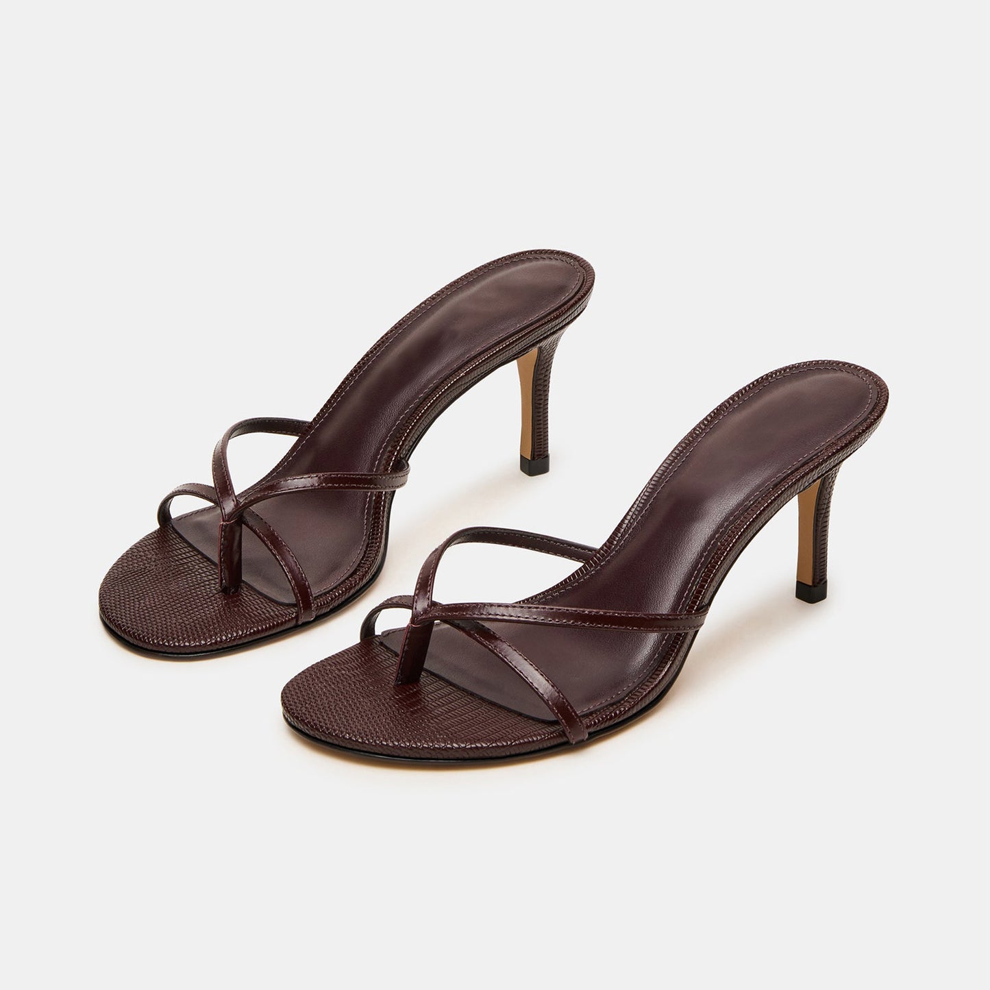 Lizard Pattern Round-Toe Flip-Flop Backless Kitten Heels