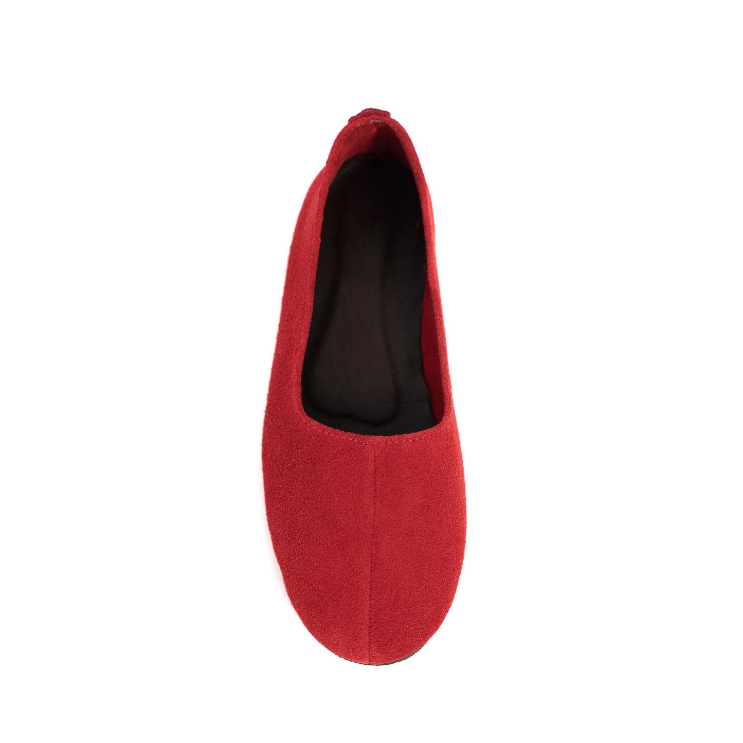 Red Cow Suede Round-Toe Slip-On Classic Ballet Flats