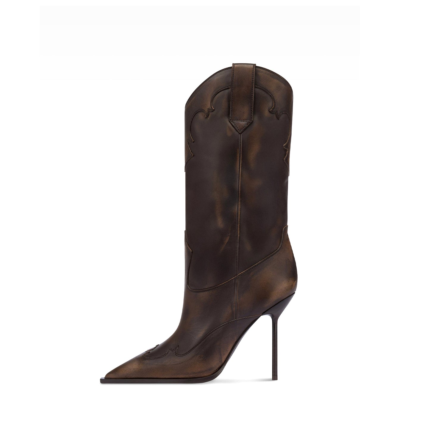 Ebony Pointed-Toe Simple Mid Calf Chic Stiletto Boots