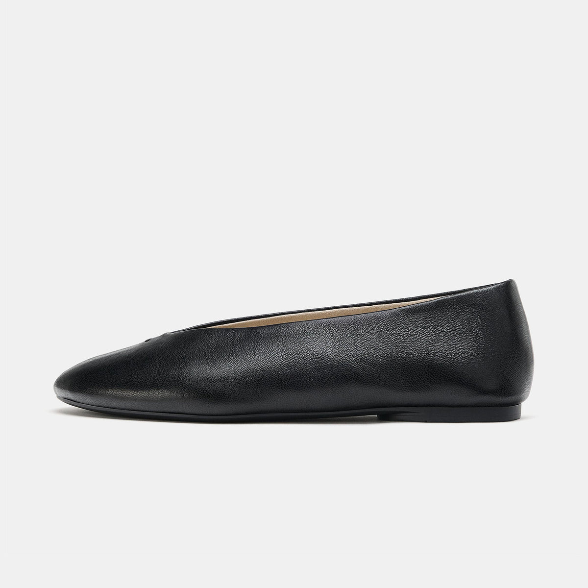 Black Chic Round-Toe Slip-On Ballet Flats