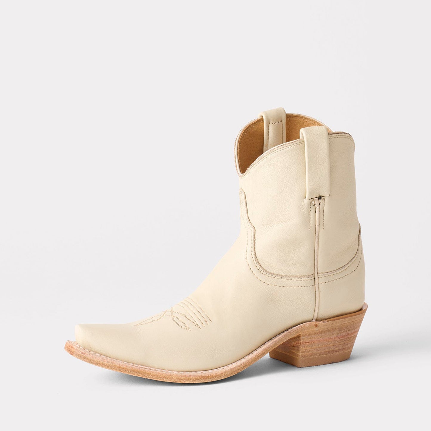 Cream Snip-Toe Western Ankle Simple Cowgirl Boots