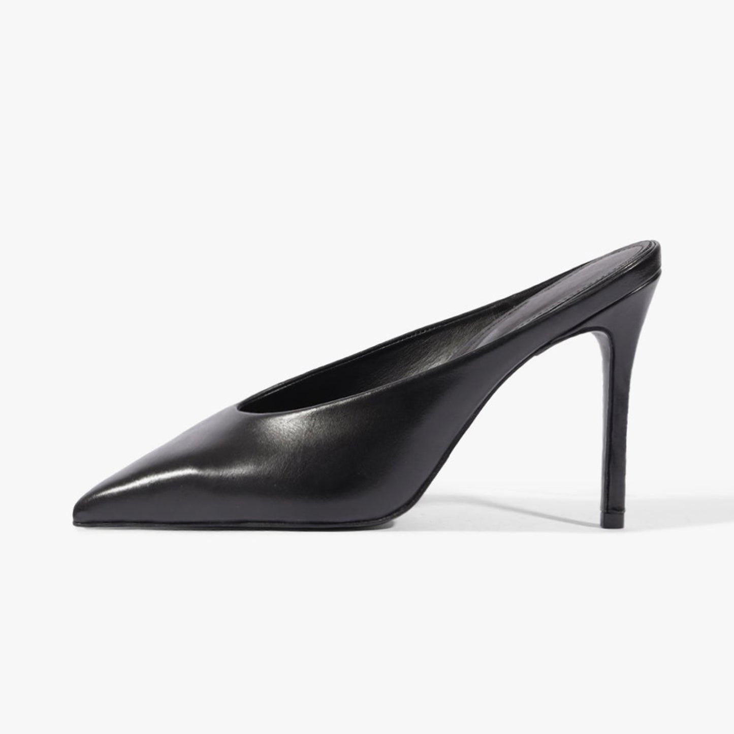 Black Pointed-Toe Slip-On Backless Chic Pumps High Heels
