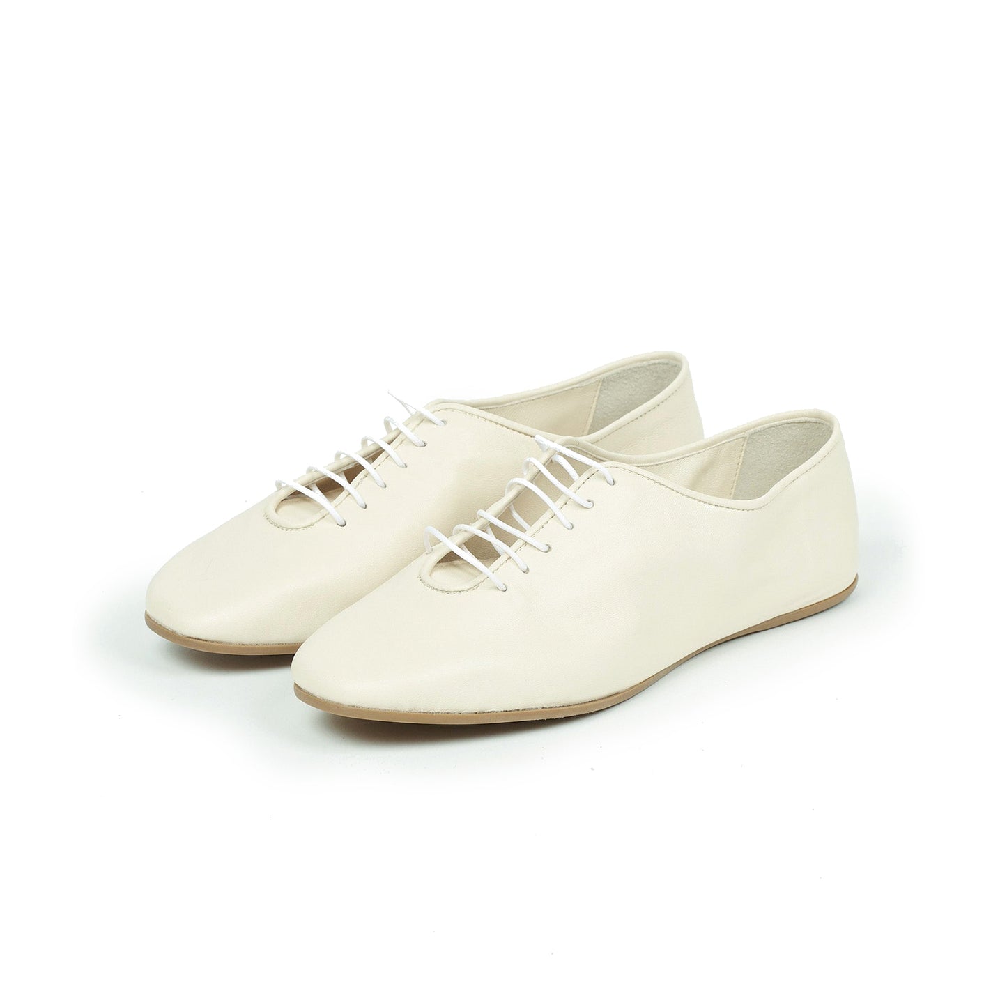 Ivory Square-Toe Lace-Up Chic Slippers Flats