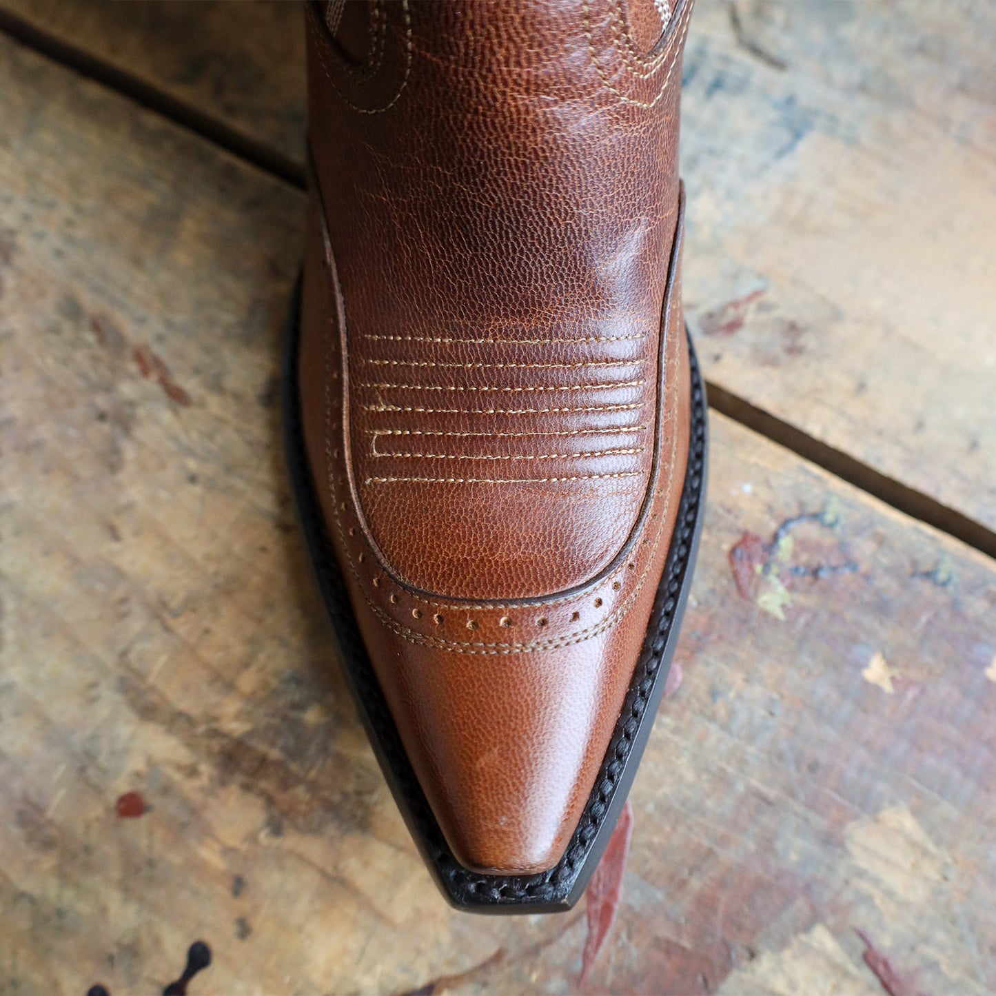 Mahogany Snip-Toe Tauren Moon Stars Inlay And Embroidery Full-Zip Mid Calf Cowgirl Boots