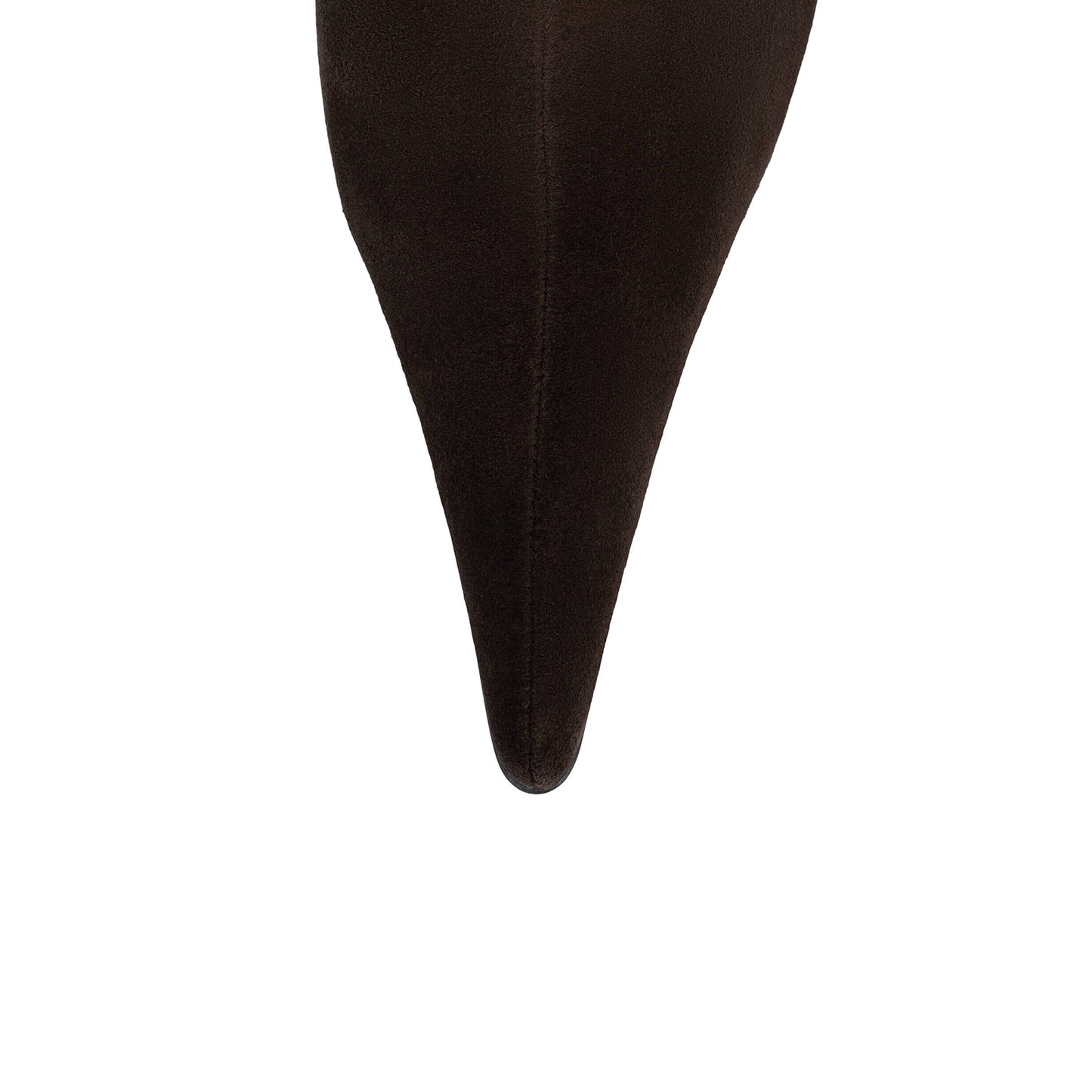 Brown Faux Suede And Plush Pointed-Toe Full-Zip Ankle Stiletto Boots