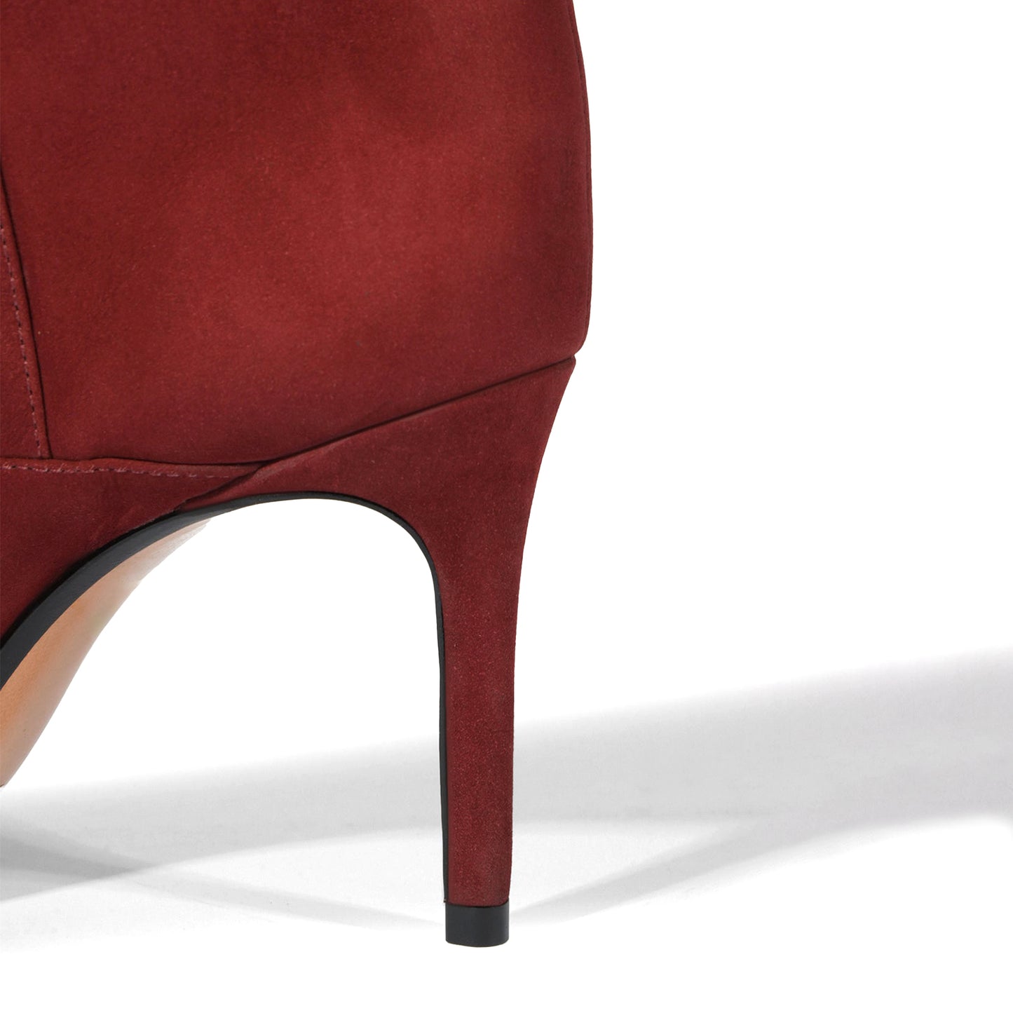 Red Brown Faux Suede Pointed-Toe Slouch Wide Calf Knee High Stiletto Boots