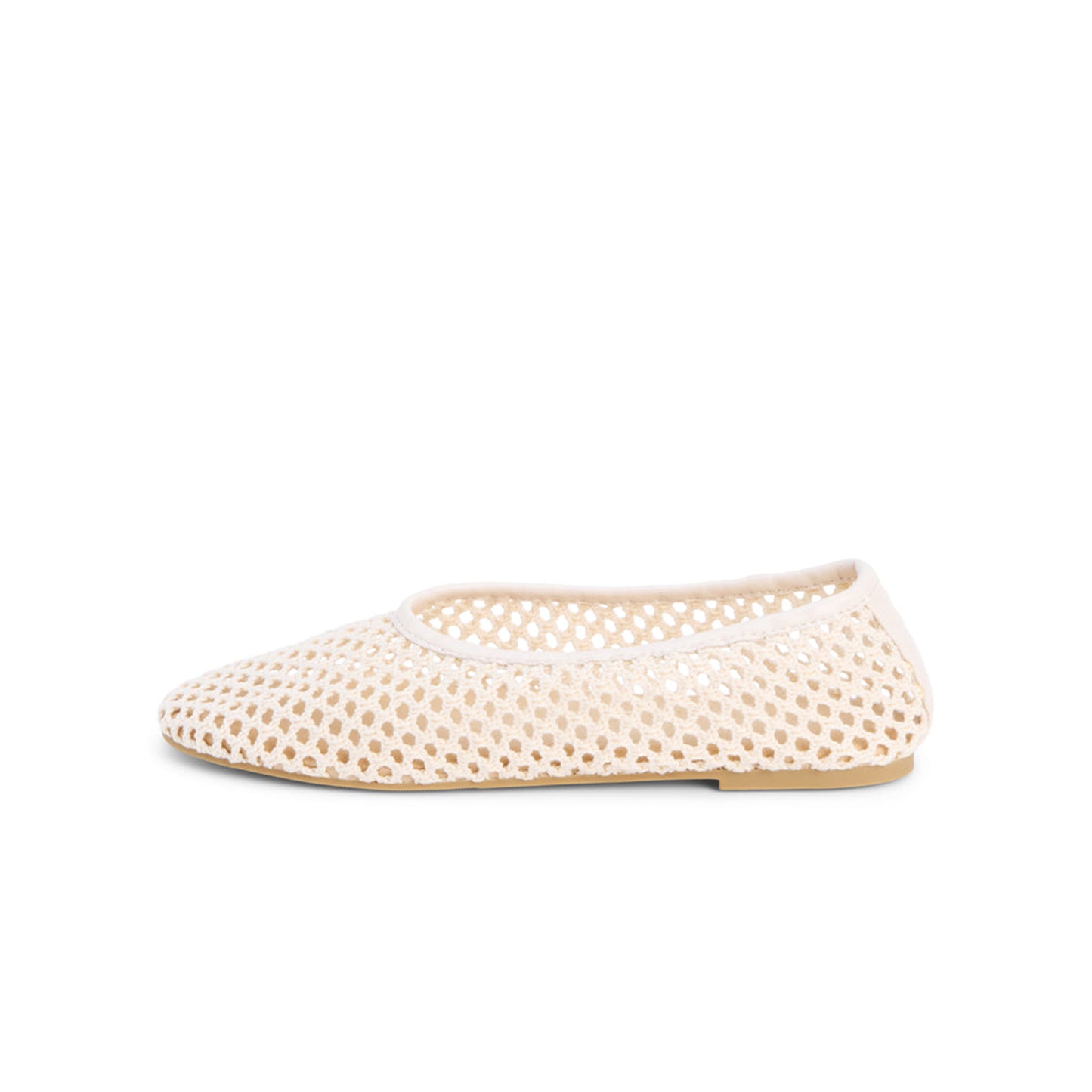 Ivory Woven Vegan Leather Round-Toe Slip-On Stylish Flats