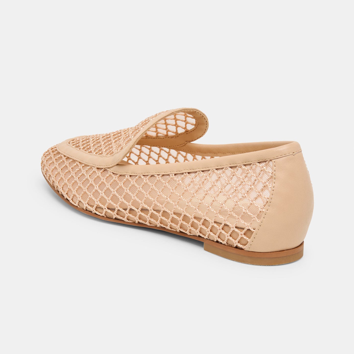 Beige Mesh Square-Toe Simple Classic Slip-On Ballet Flats