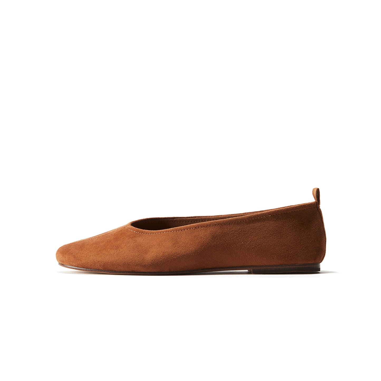 Brown Faux Suede Round-Toe Ballet Chic Flats