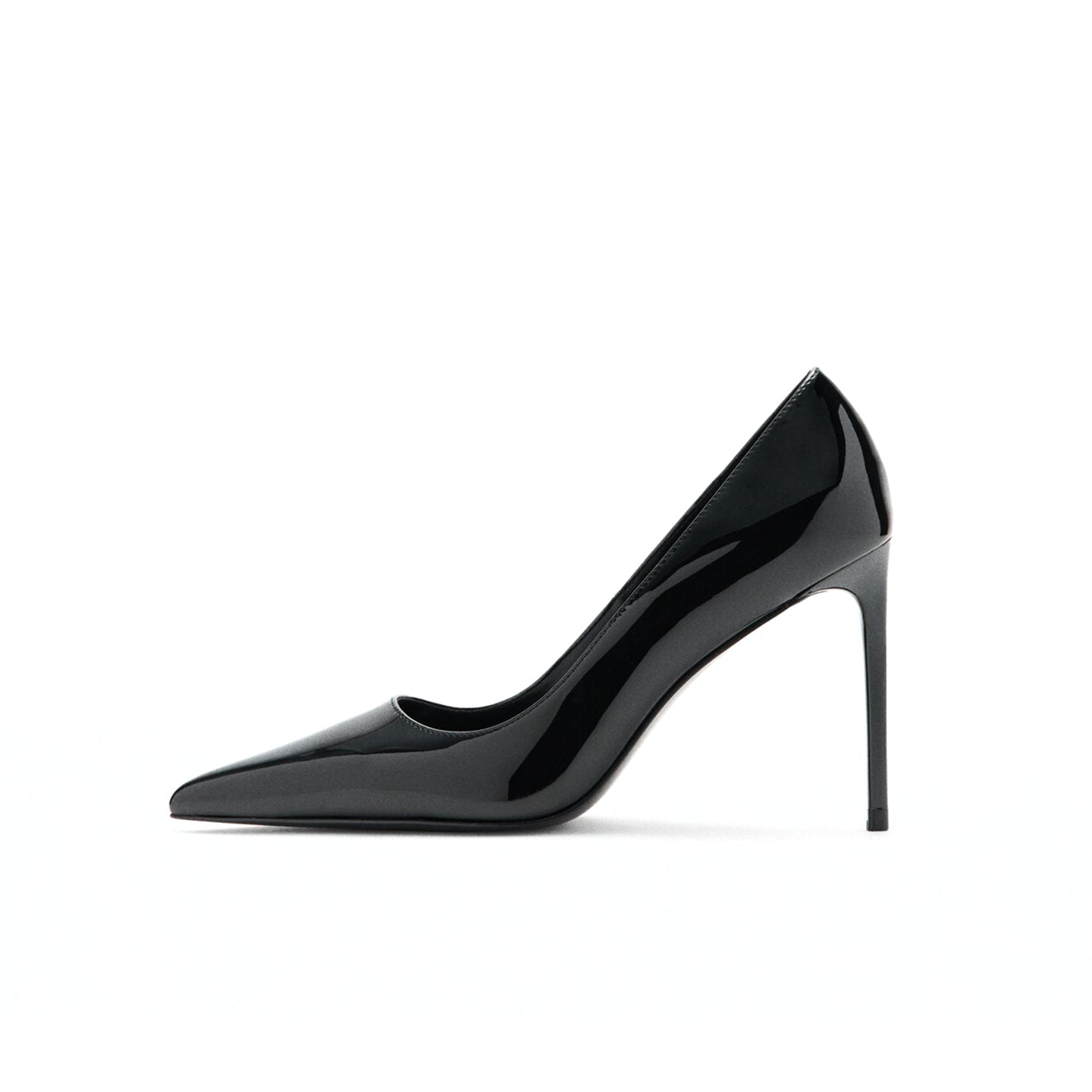 Patent Black Pointed-Toe Stiletto No closure High Heels