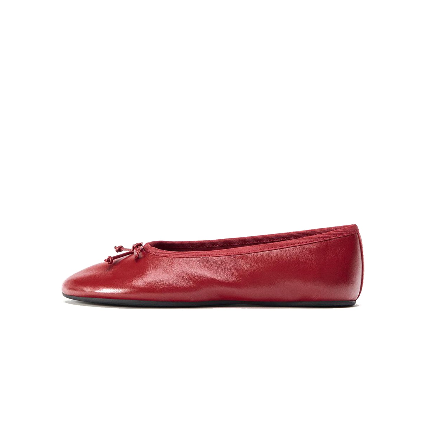 Vibrant Red Round-Toe Front Bow Ballet Flats