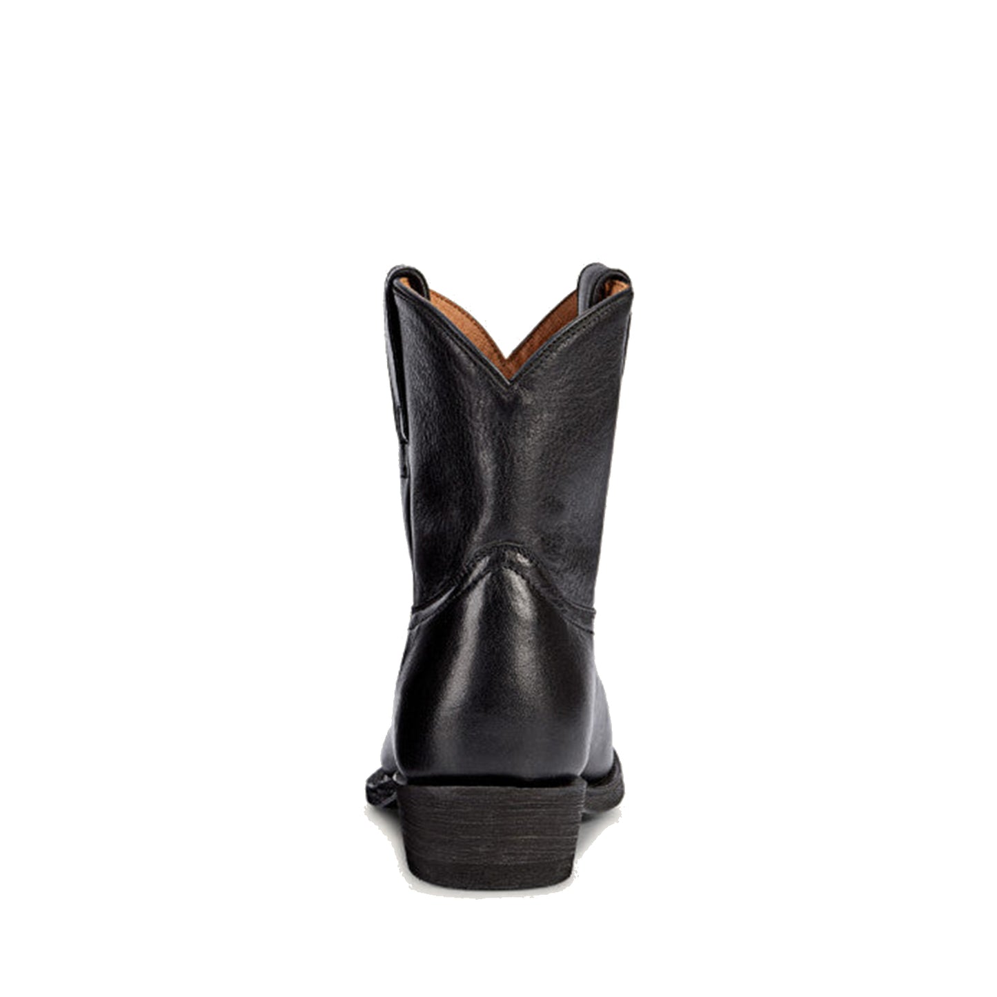 Black Round-Toe Simple Slip-On Ankle Cowgirl Boots