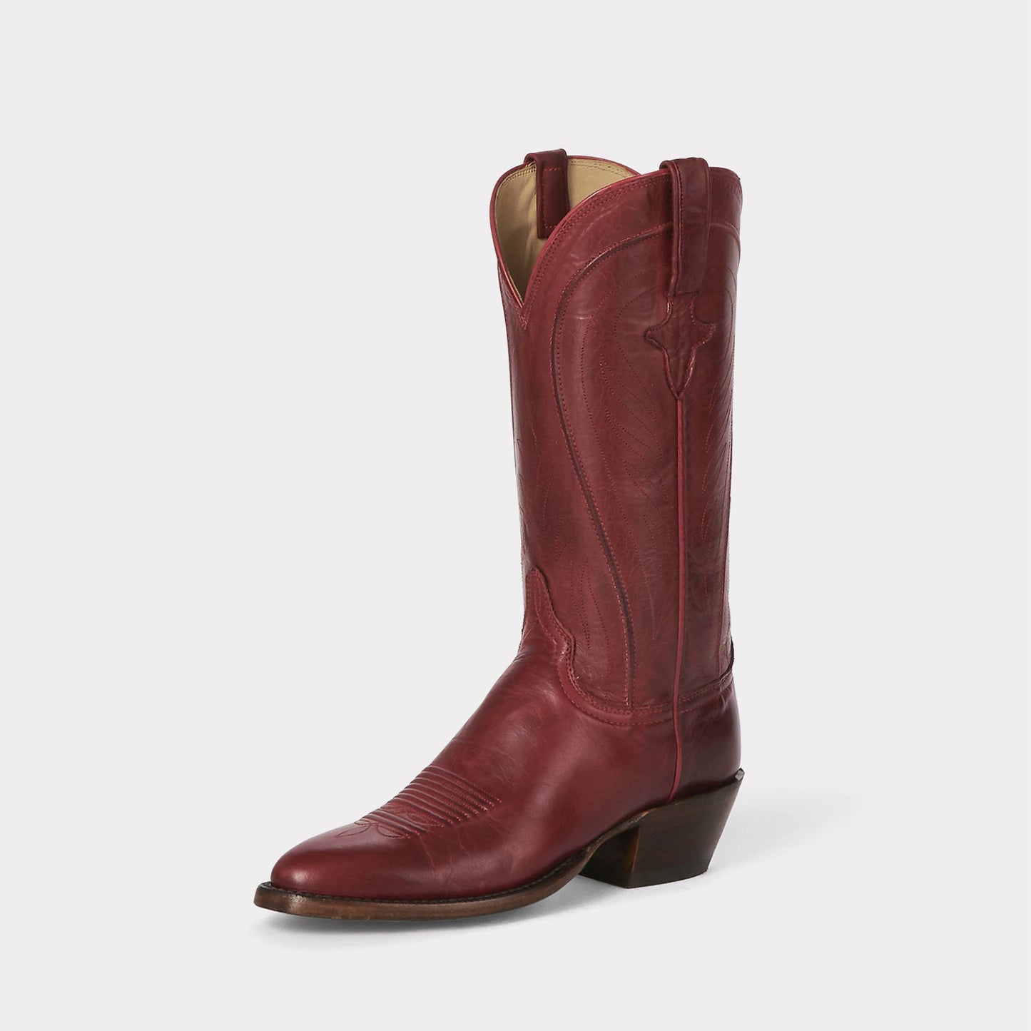 Red Round-Toe Simple Mid Calf Chic Classic Cowgirl Boots