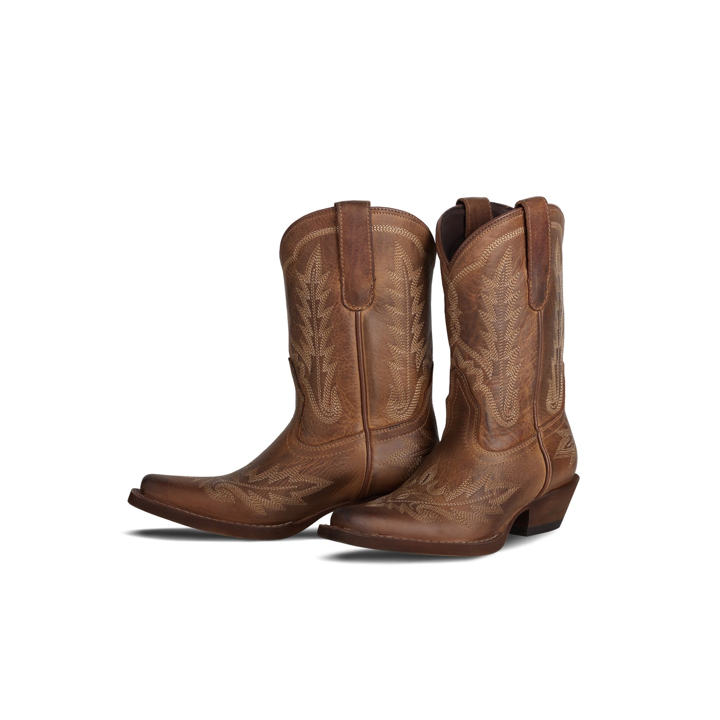 Brown Snip-Toe Western Embroidery Ankle Classic Cowgirl Boots