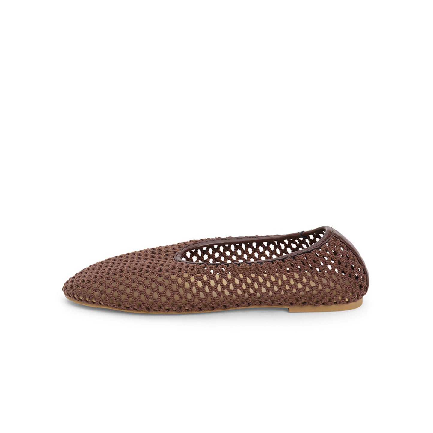 Chocolate Woven Vegan Leather Round-Toe Slip-On Stylish Flats