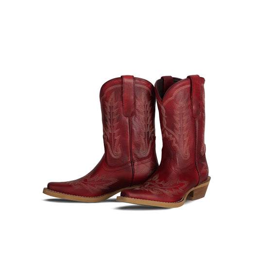 Ruby Red Snip-Toe Western Embroidery Ankle Classic Cowgirl Boots