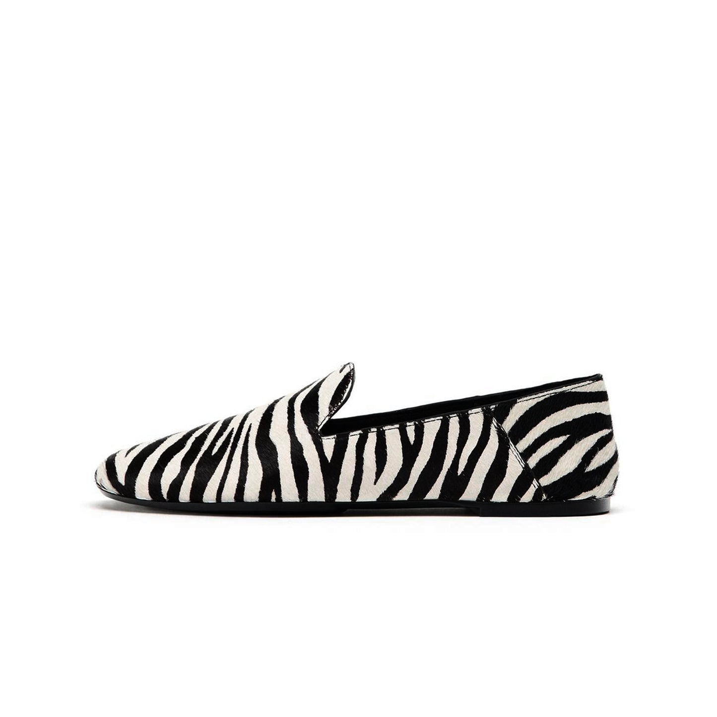 Zebra Print Pony Hair Square-Toe Classic Flats