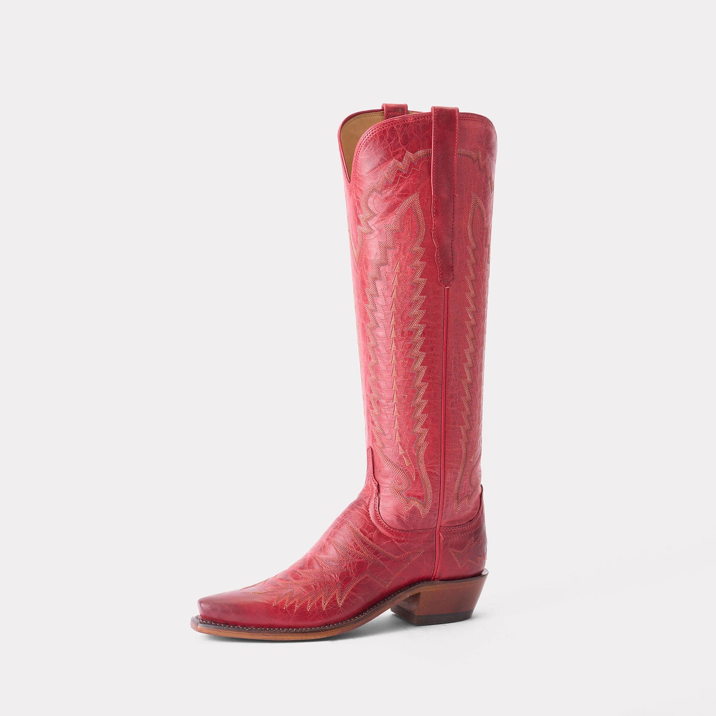 Red Snip-Toe Western Embroidery Wide Calf Chic Knee High Cowgirl Boots