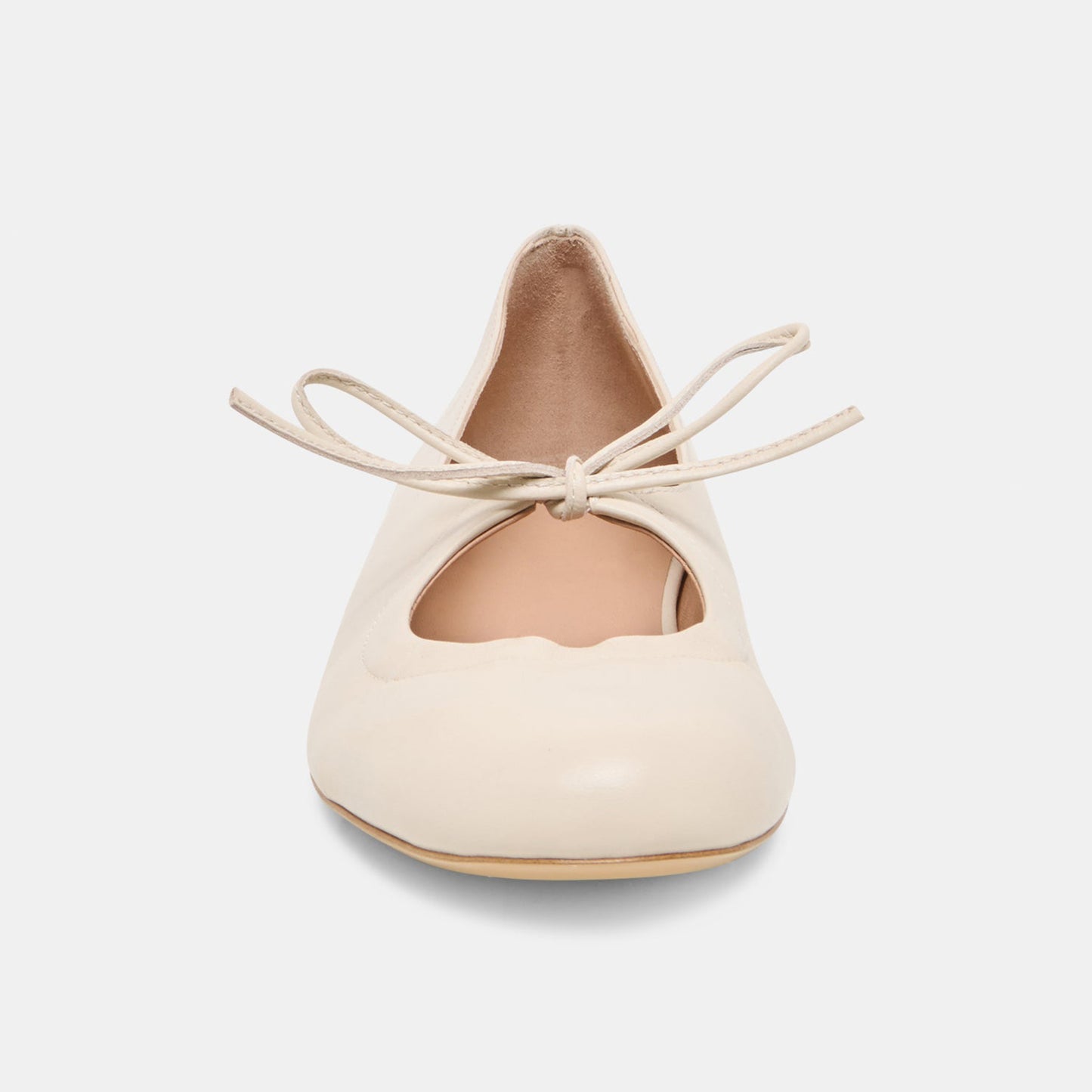 Ivory Round-Toe Middle Strap Slip-On Ballet Flats