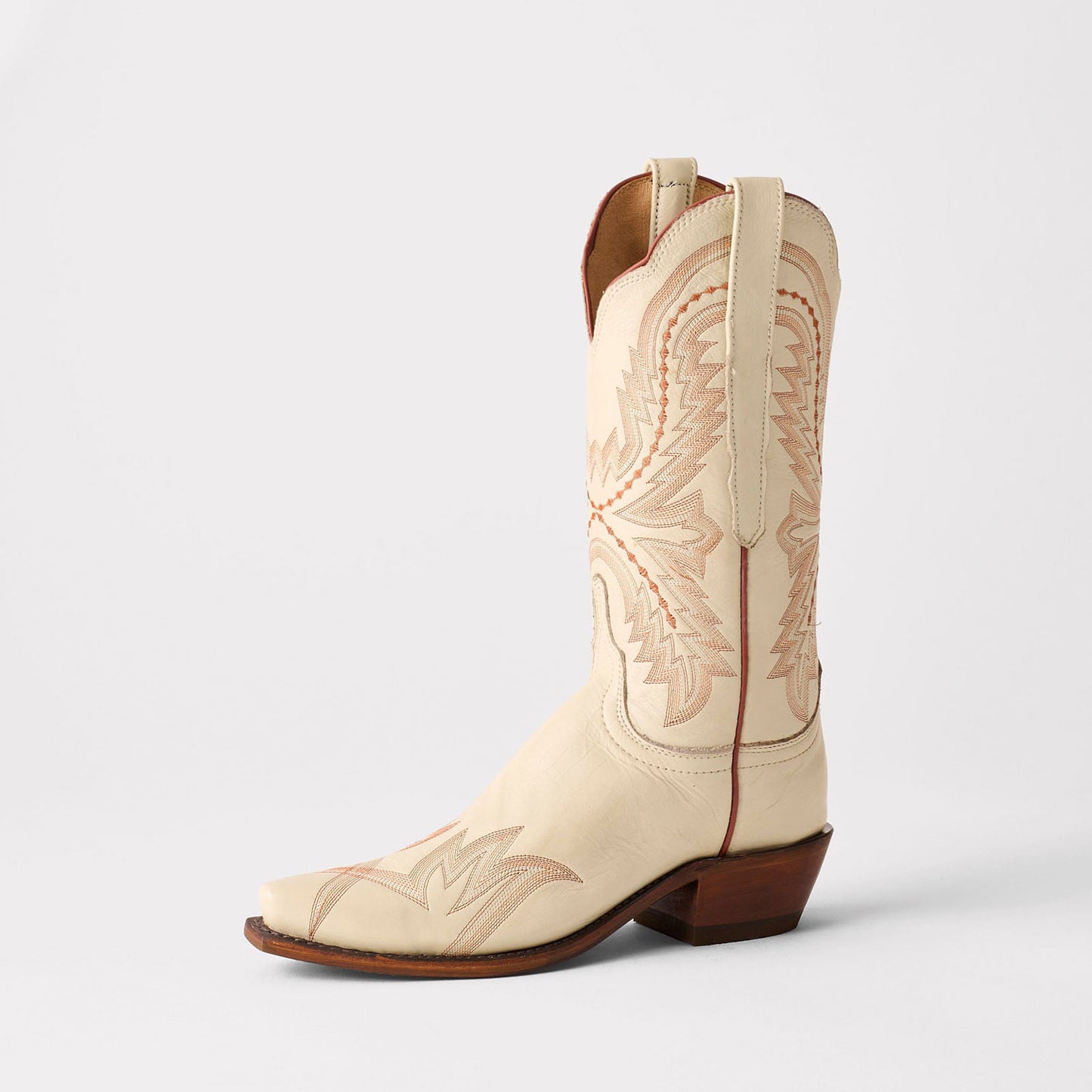 Bone Snip-Toe Western Embroidery Mid Calf Chic Cowgirl Boots