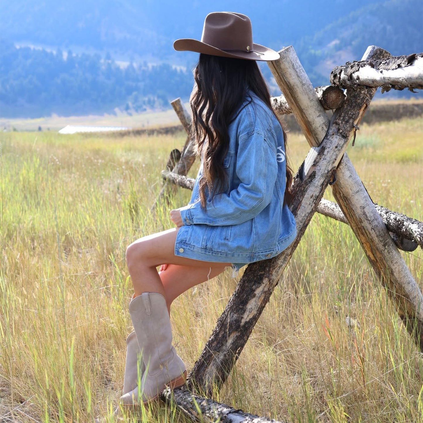 Taupe Faux Suede Snip-Toe Classic Simple Mid Calf Cowgirl Boots