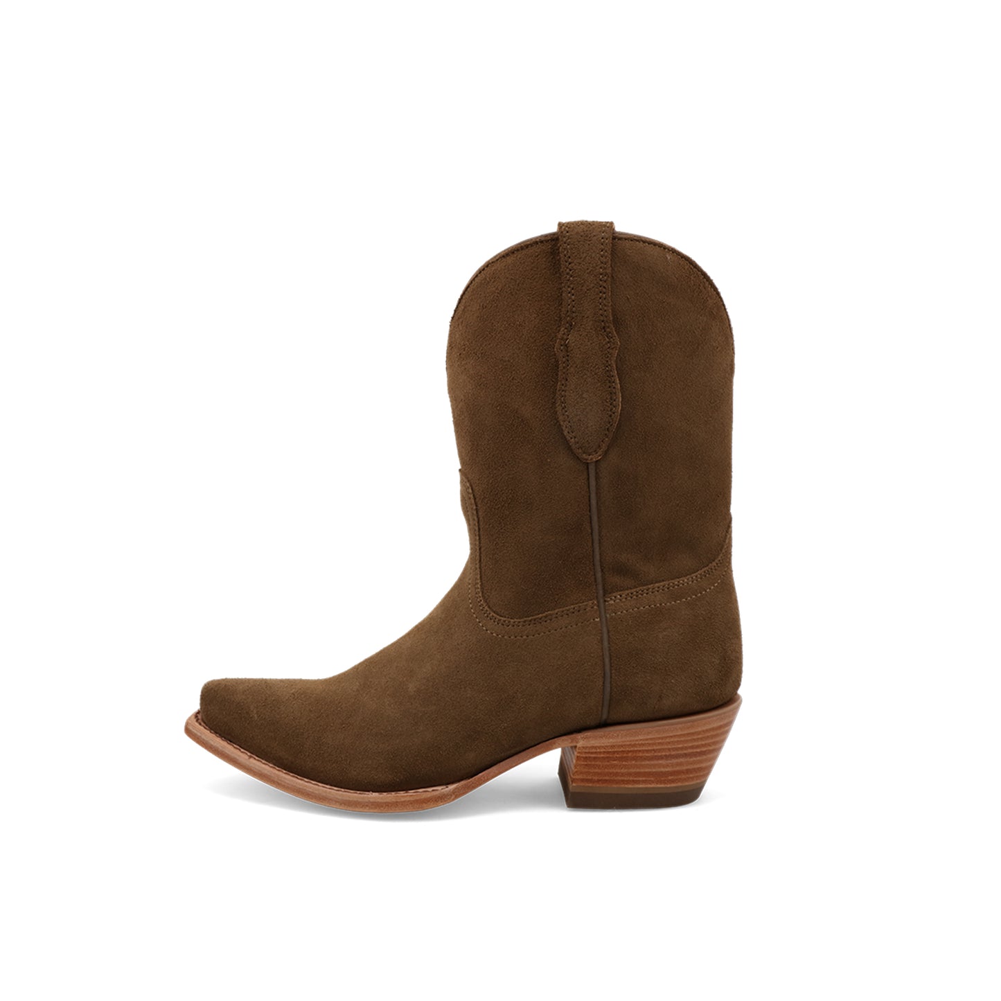 Brown Faux Suede Snip-Toe Classic Simple Ankle Cowgirl Boots