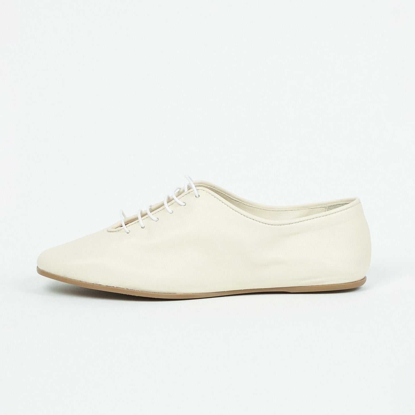 Cream Square-Toe Lace-Up Slip-On Slippers Flats